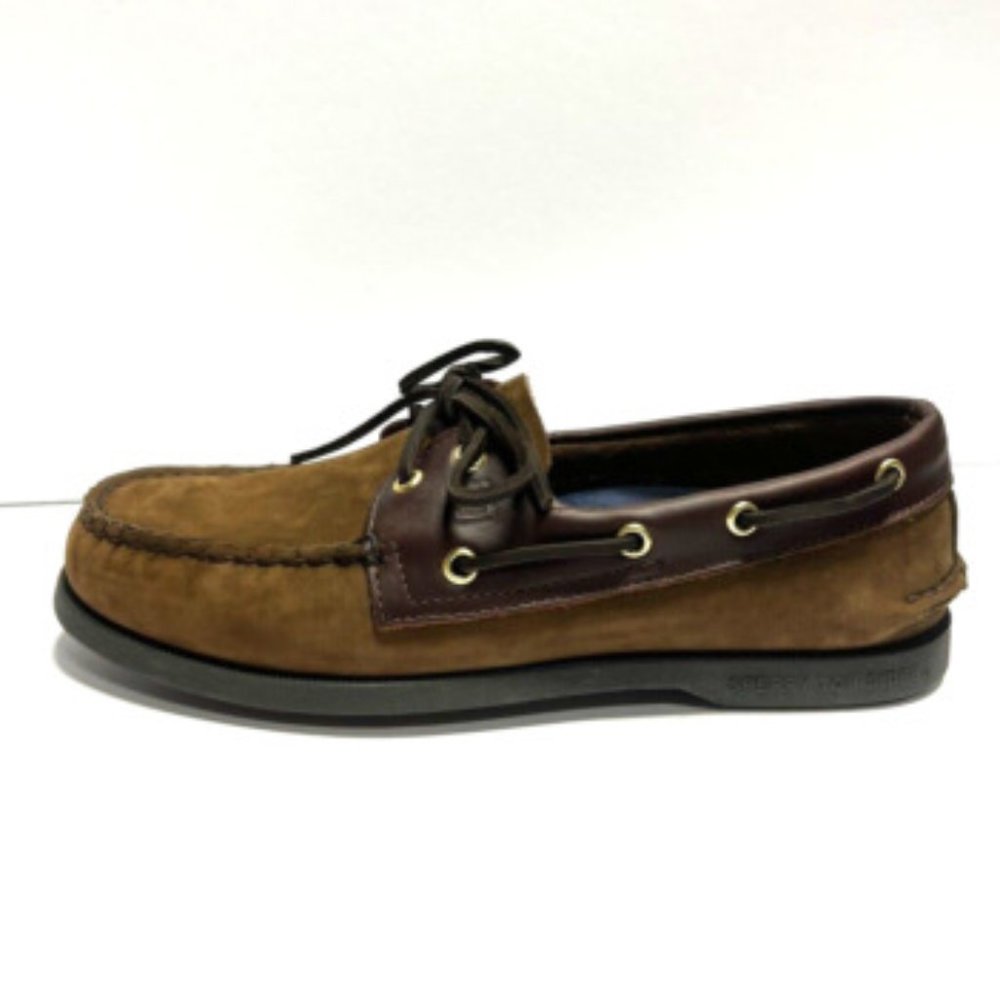 Sperry Two-Tone Brown Suede & Dark Brown Leather Boat Shoe